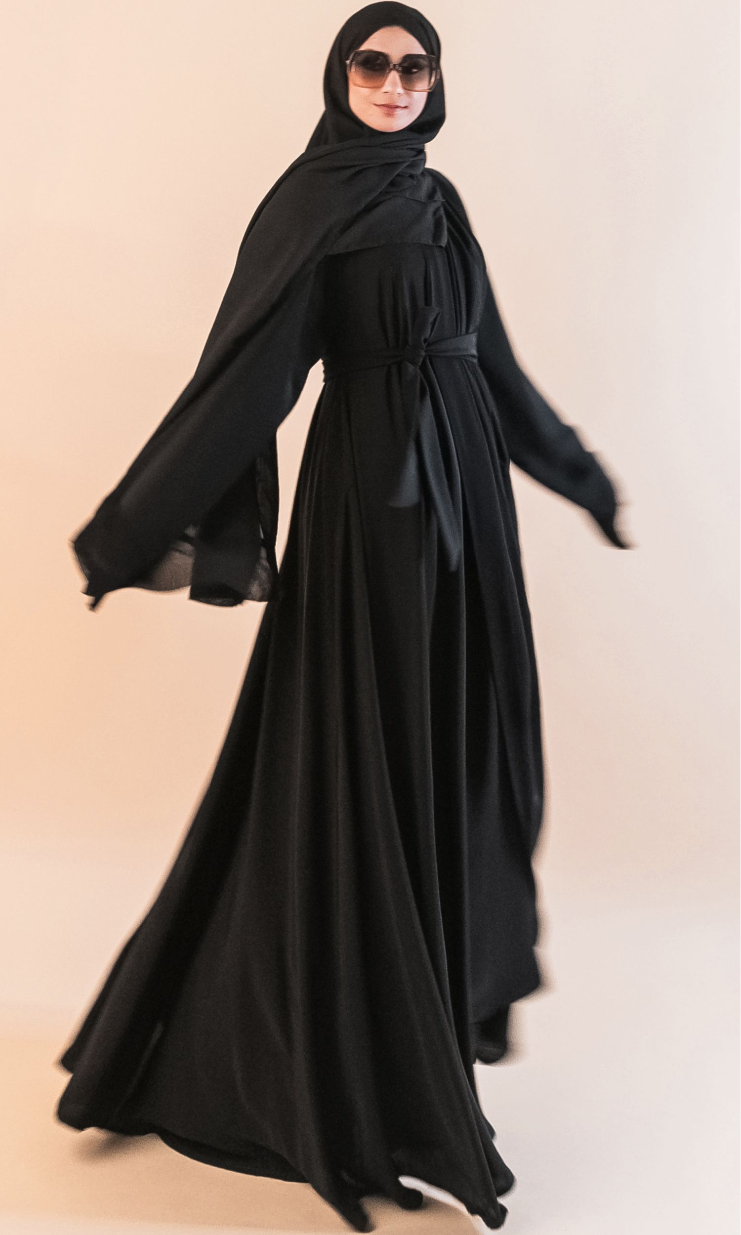 black abaya open