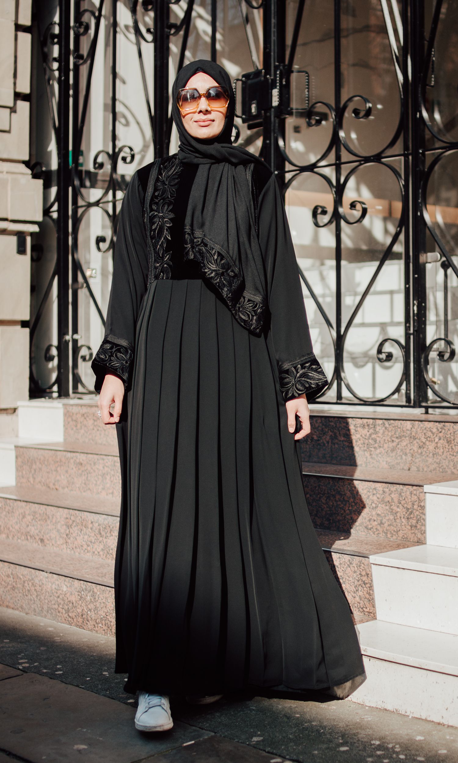 black velvet open abaya