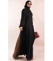 Black Curved Panel Abaya