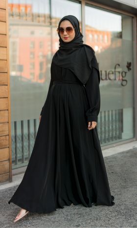 Black Fit & Flare Shirt Abaya