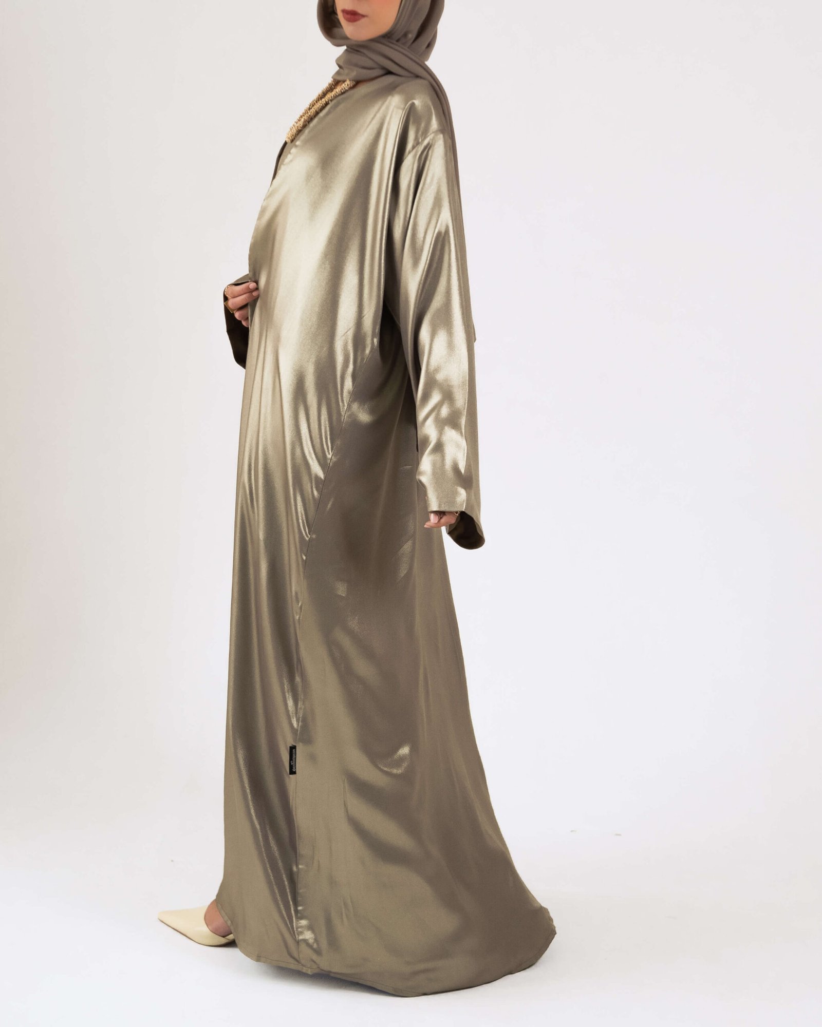 Silk Lamé in Olive Gold