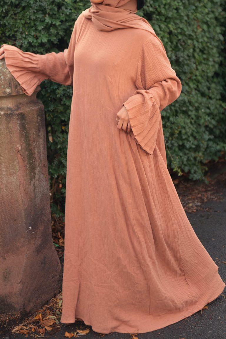 the Summer Smocked Abaya - Terracotta