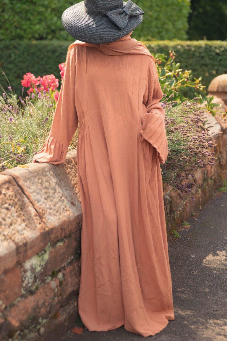 the Summer Smocked Abaya - Terracotta 1