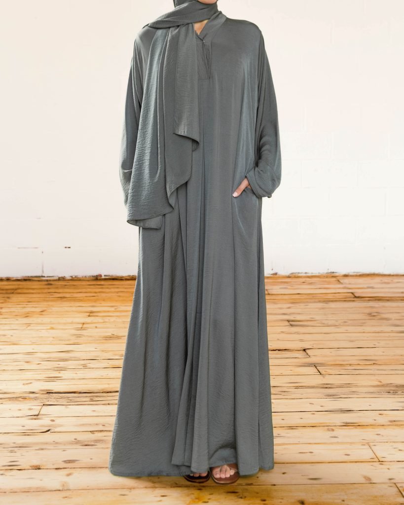 Najaa Closed Abaya in Agave Grey Green by Abayas Boutique 1 of 1