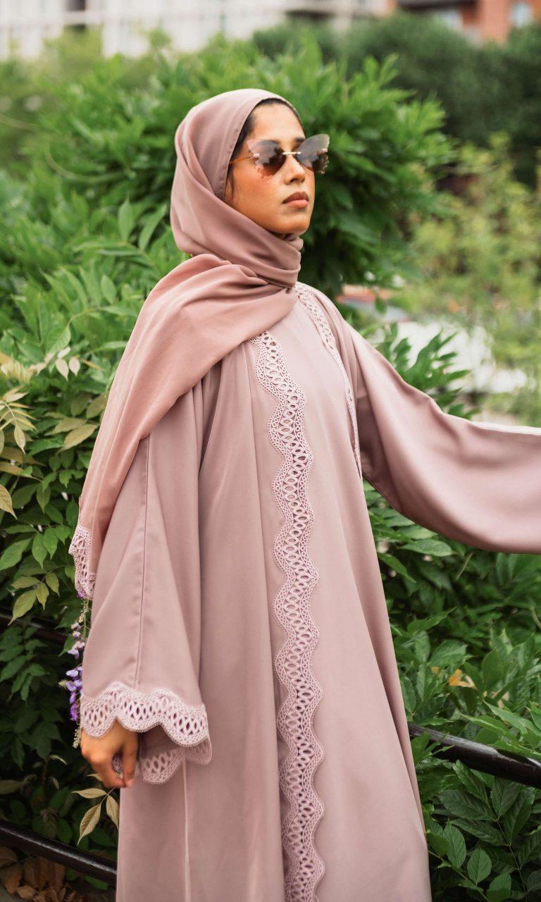 Rose Lace Abaya (1)