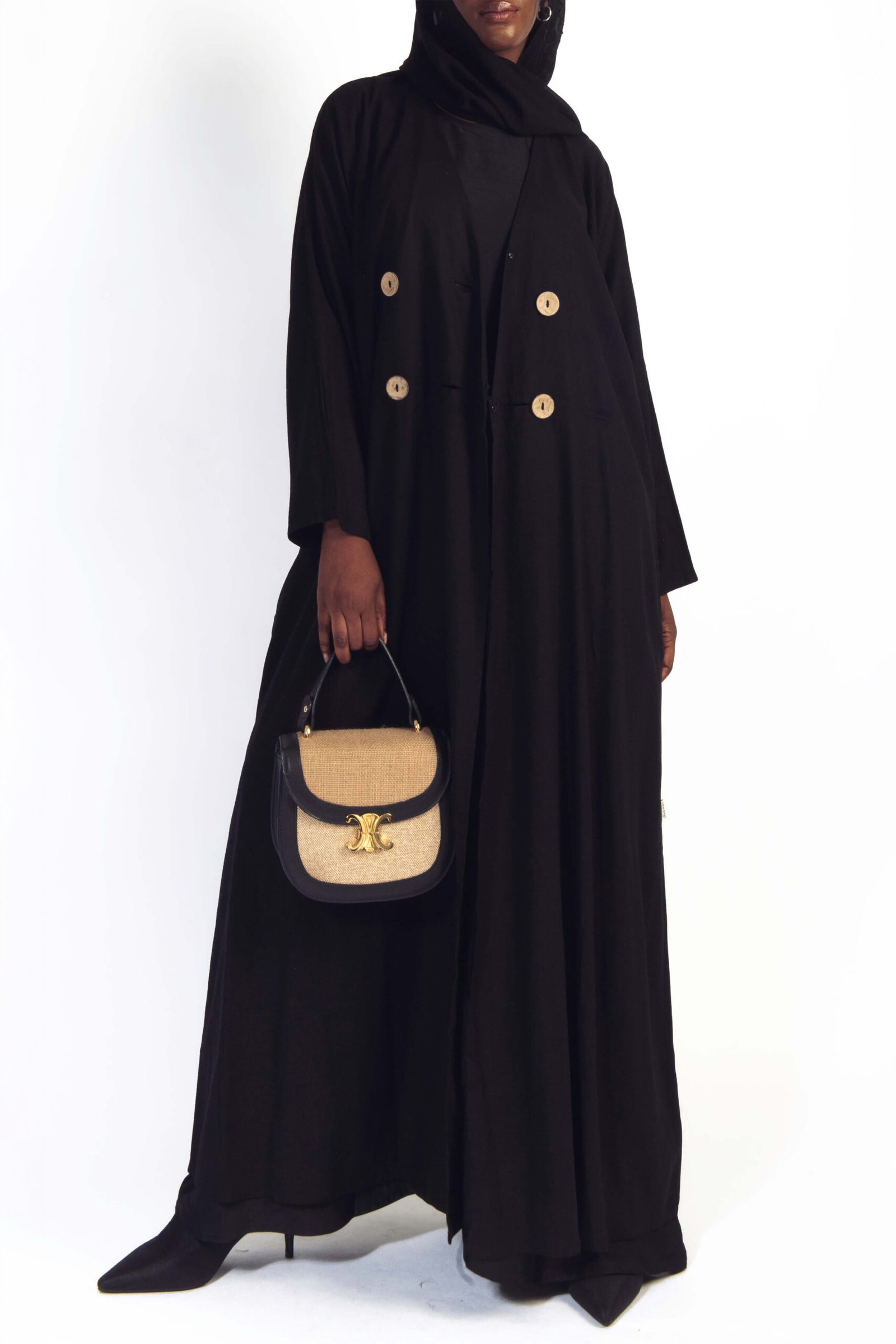 The Linen Trench Style Abaya in Greige