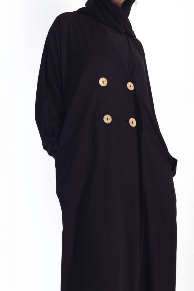 The Linen Trench Style Abaya in Greige