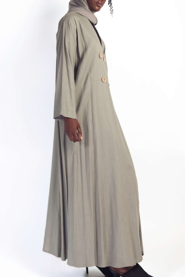 The Linen Trench Style Abaya in Greige