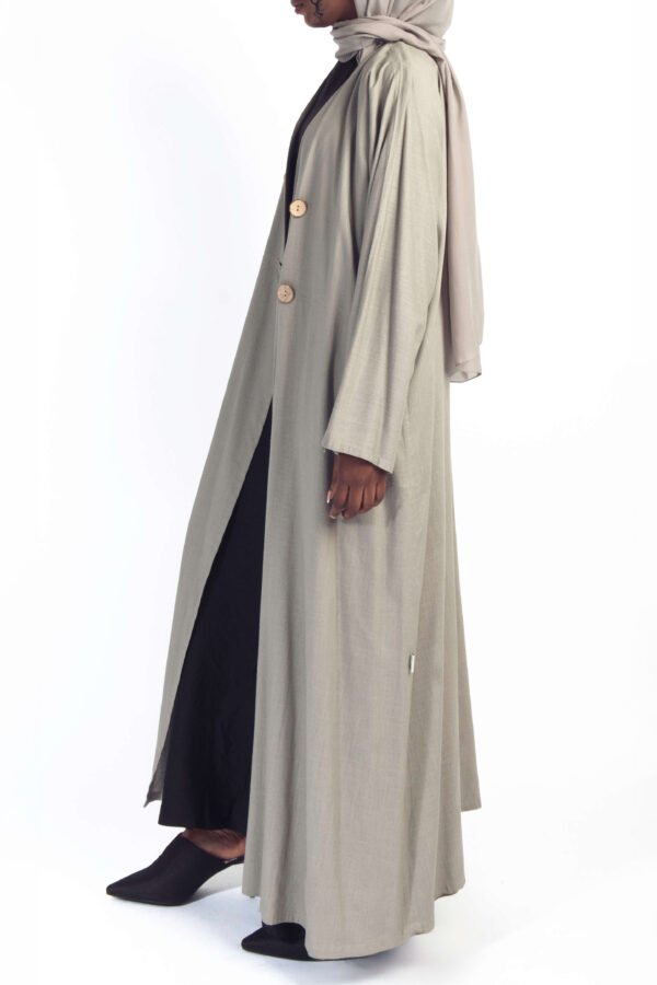 The Linen Trench Style Abaya in Greige