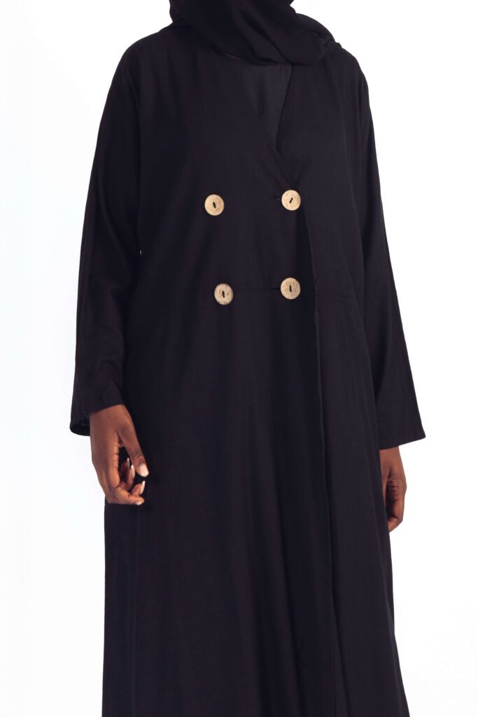The Linen Trench Style Abaya in Greige
