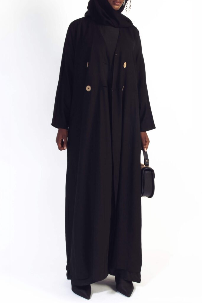 The Linen Trench Style Abaya in Greige