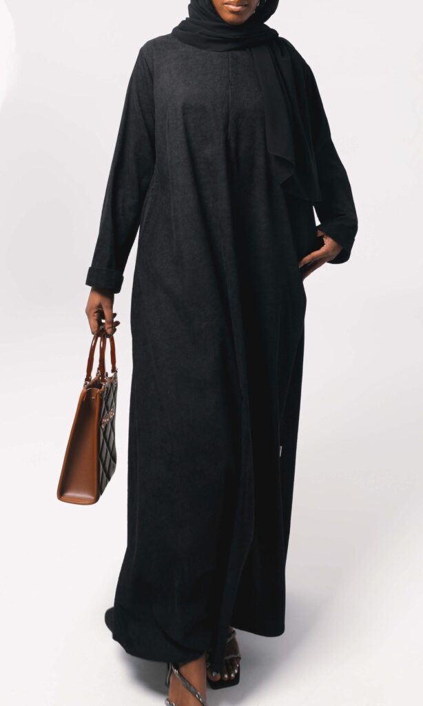 Corduroy Abaya Black (2)