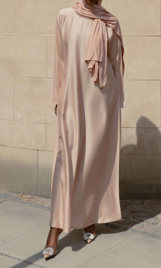 Long Sleeve Slip Dress - Peach