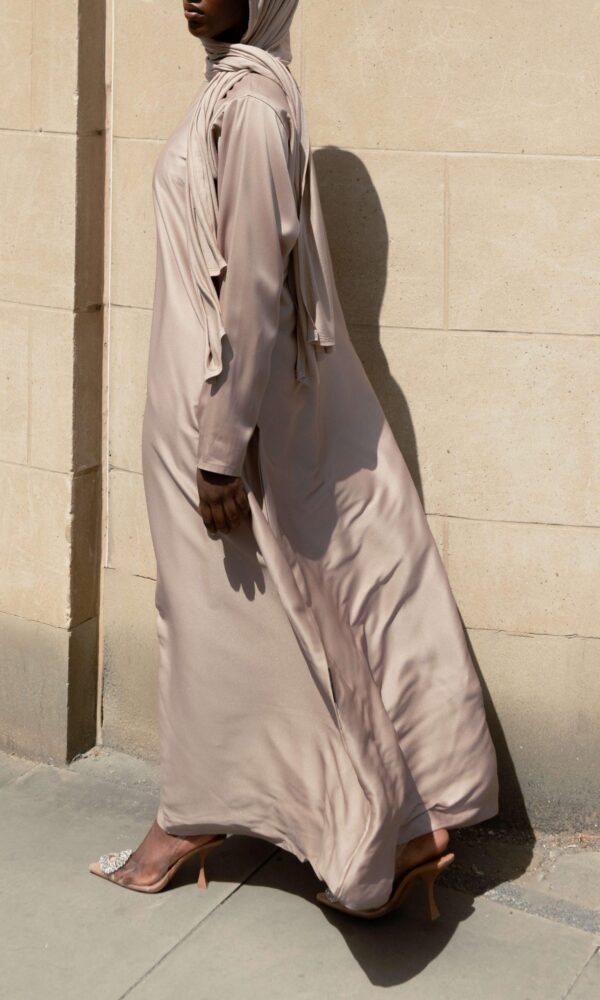 Long Sleeve Slip Dress - Rosy Beige