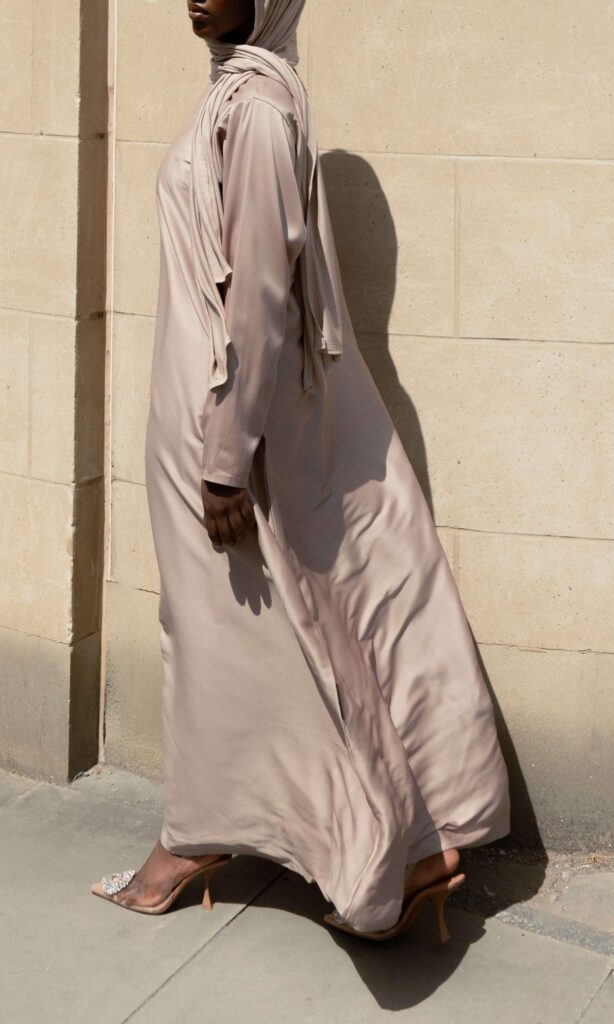 Long Sleeve Slip Dress - Rosy Beige Side