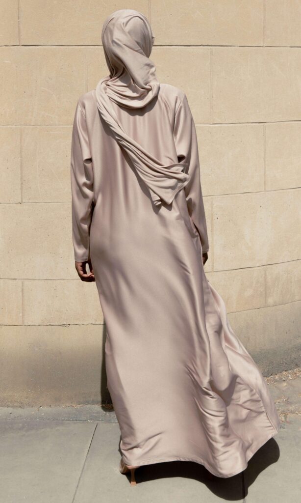 Long Sleeve Slip Dress - Rosy Beige Back