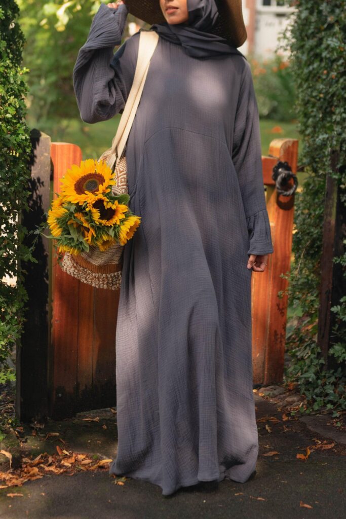 the Summer Smocked Abaya - Ink