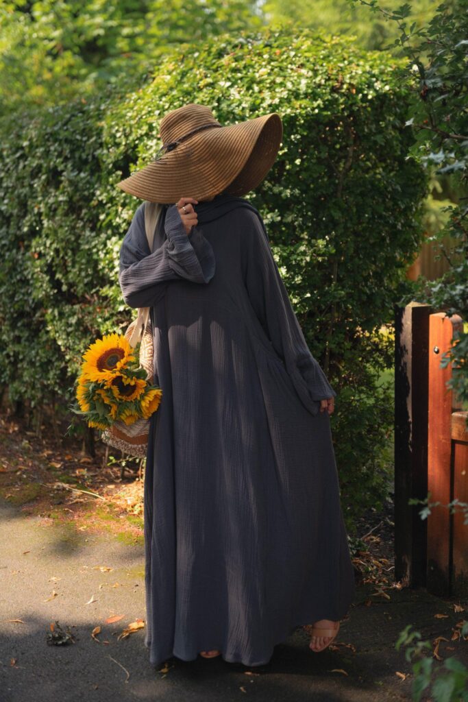 the Summer Smocked Abaya - Ink Back