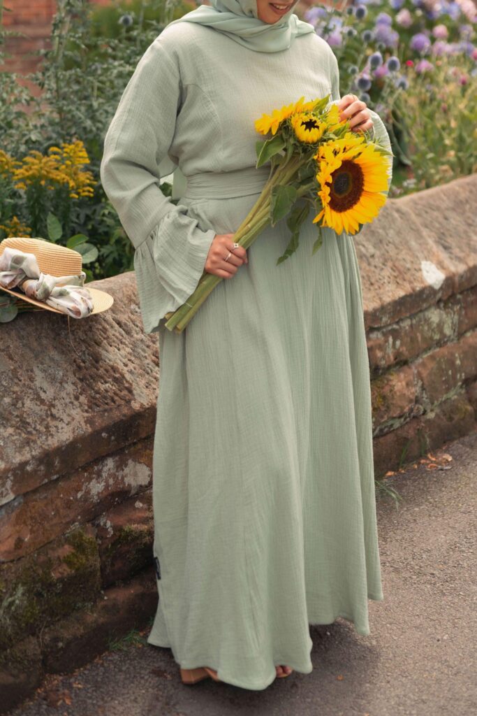 the Summer Smocked Abaya - Mint