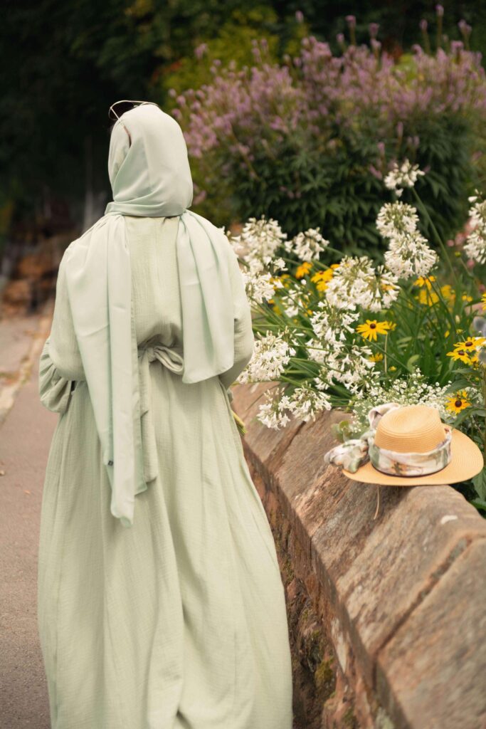 the Summer Smocked Abaya - Mint - Back