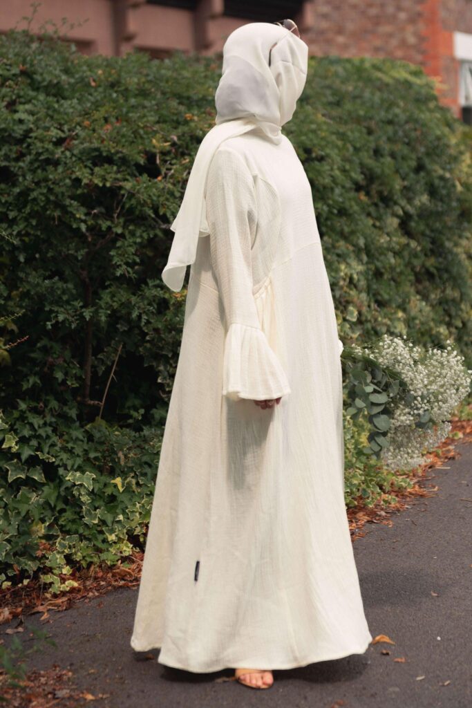 the Summer Smocked Abaya - Off-White
