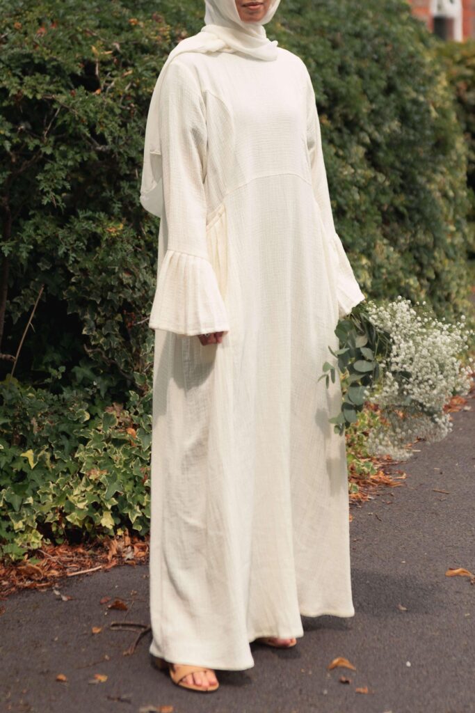 the Summer Smocked Abaya - Off-White
