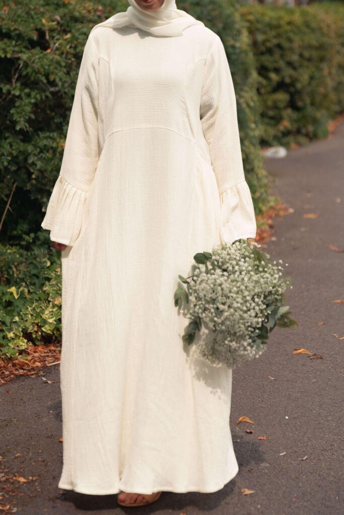 the Summer Smocked Abaya - Off-White