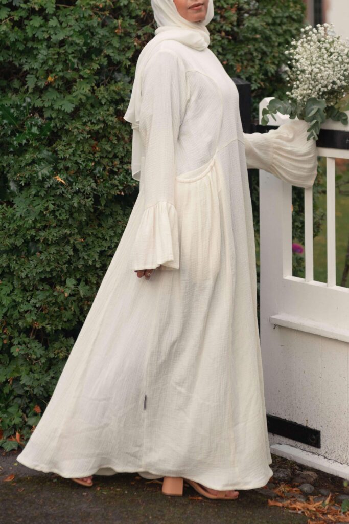 the Summer Smocked Abaya - Off-White