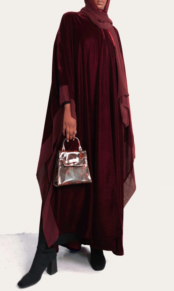 Velvet Butterfly Cape in Burgundy Rose