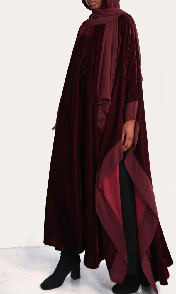 Velvet Butterfly Cape in Burgundy Rose