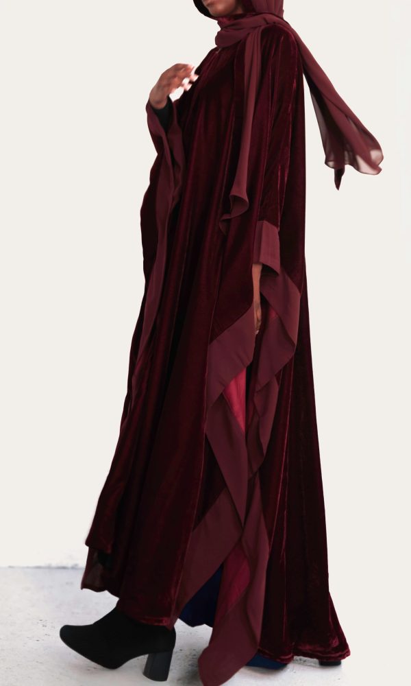 Velvet Butterfly Cape in Burgundy Rose