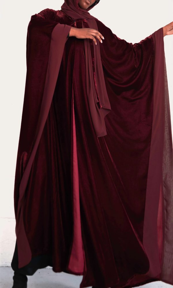 Velvet Butterfly Cape in Burgundy Rose