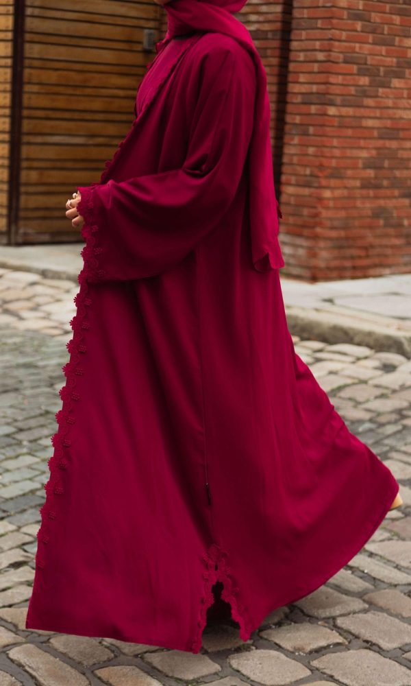 Lace Abaya Set - Ruby