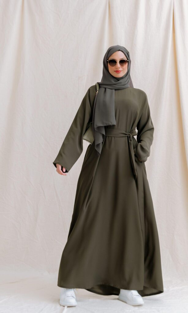 casual abaya army green