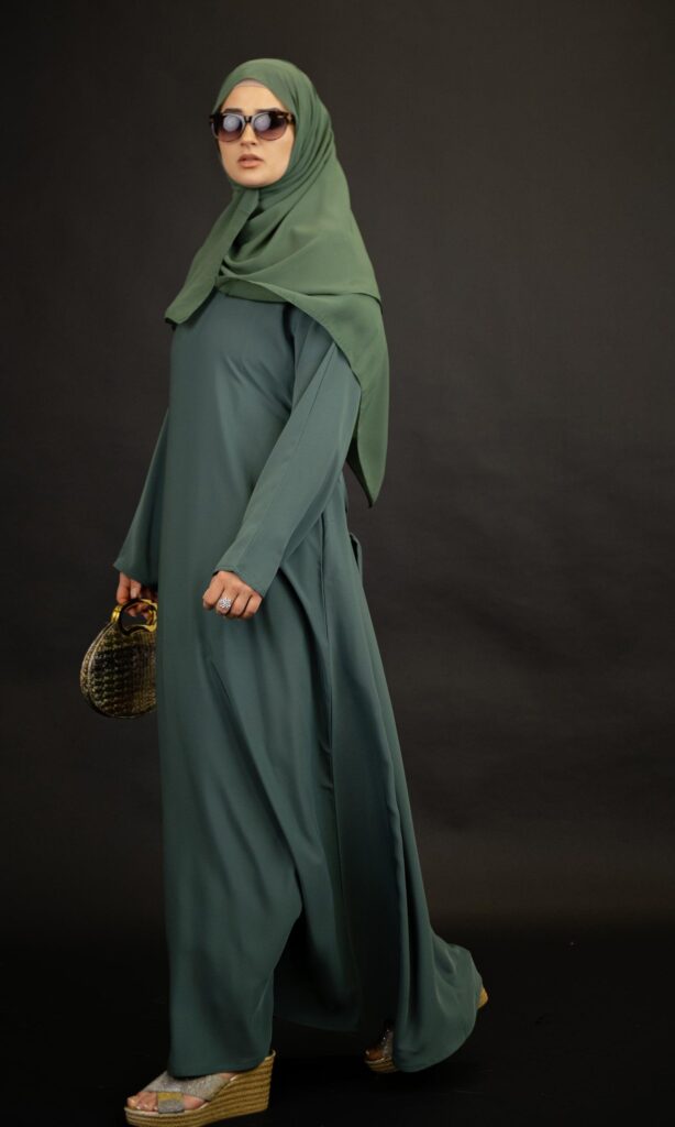 casual abaya jade green