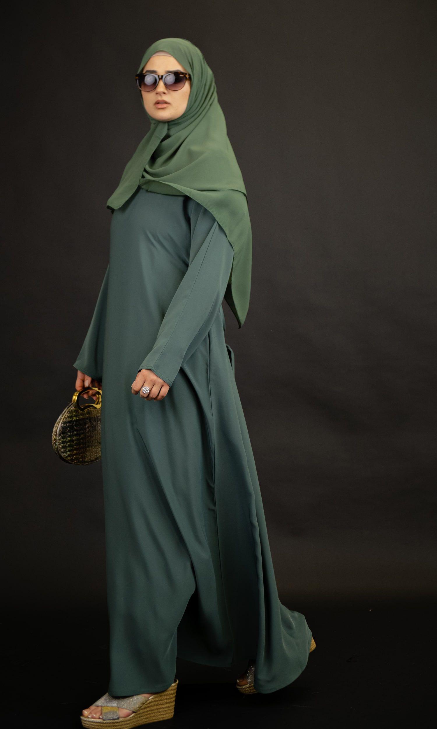 casual abaya jade green