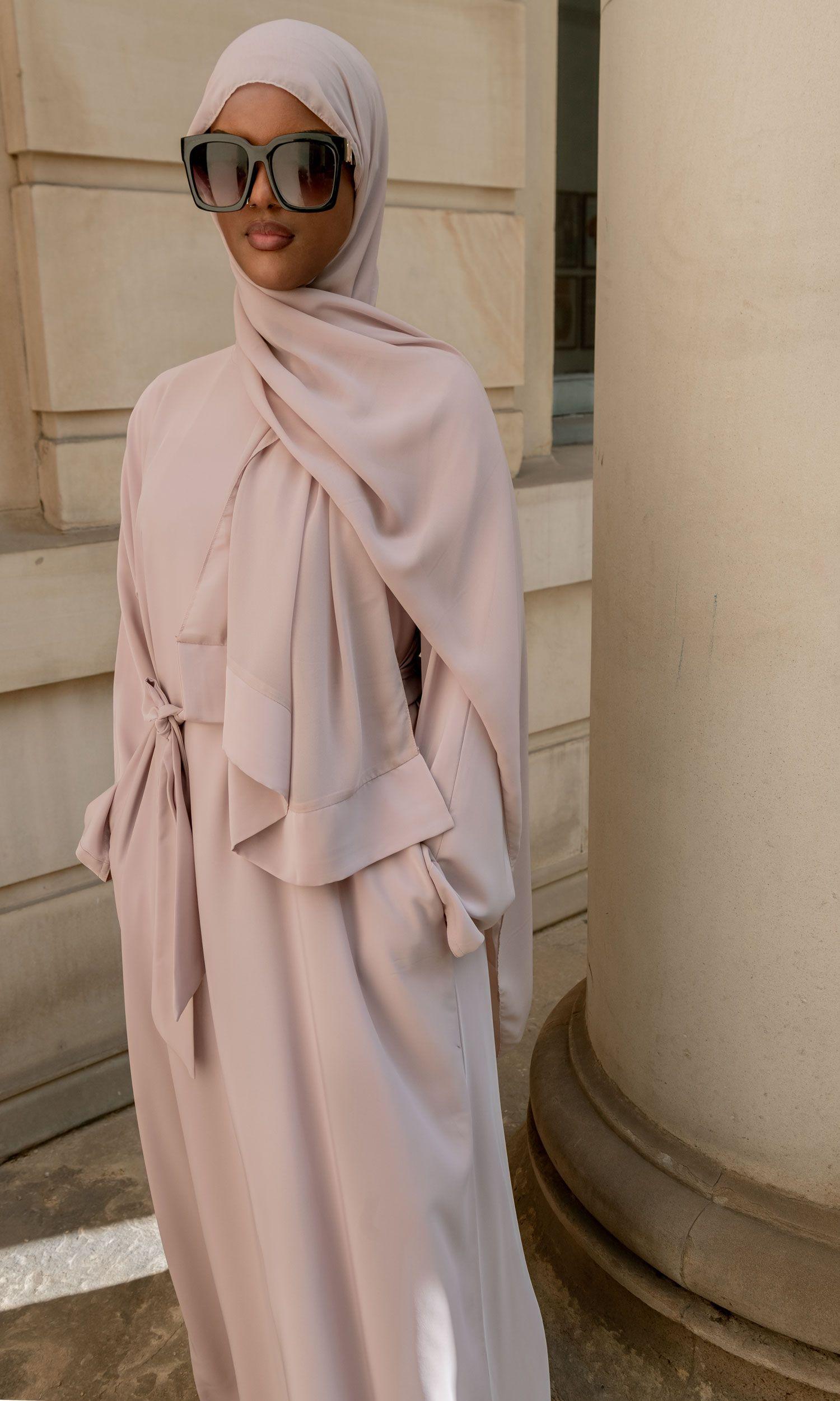 casual abaya light pink