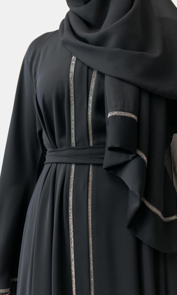 diamante abaya black silver (2)