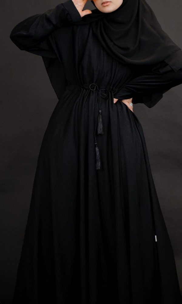 Viscose Flared Abaya - Black