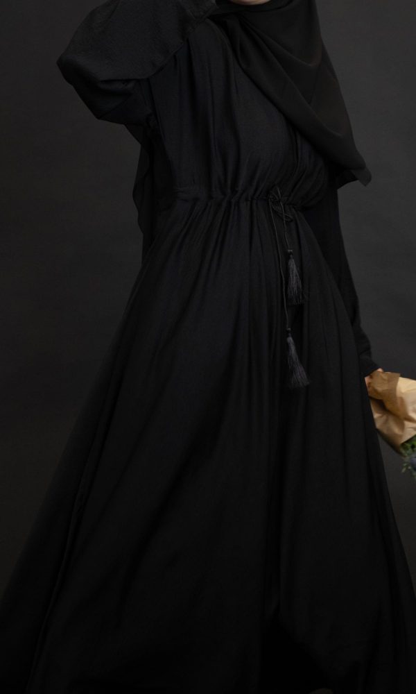 Viscose Flared Abaya - Black