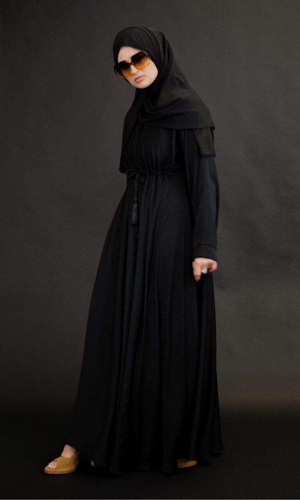 Viscose Flared Abaya - Black