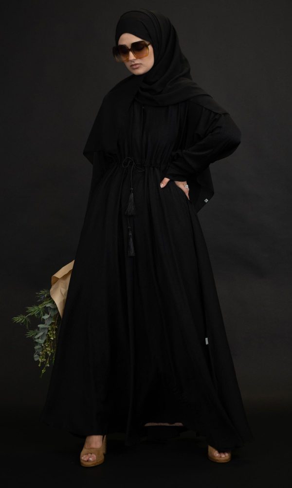 Viscose Flared Abaya - Black