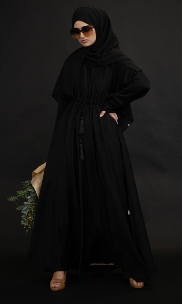 viscose flared abaya black