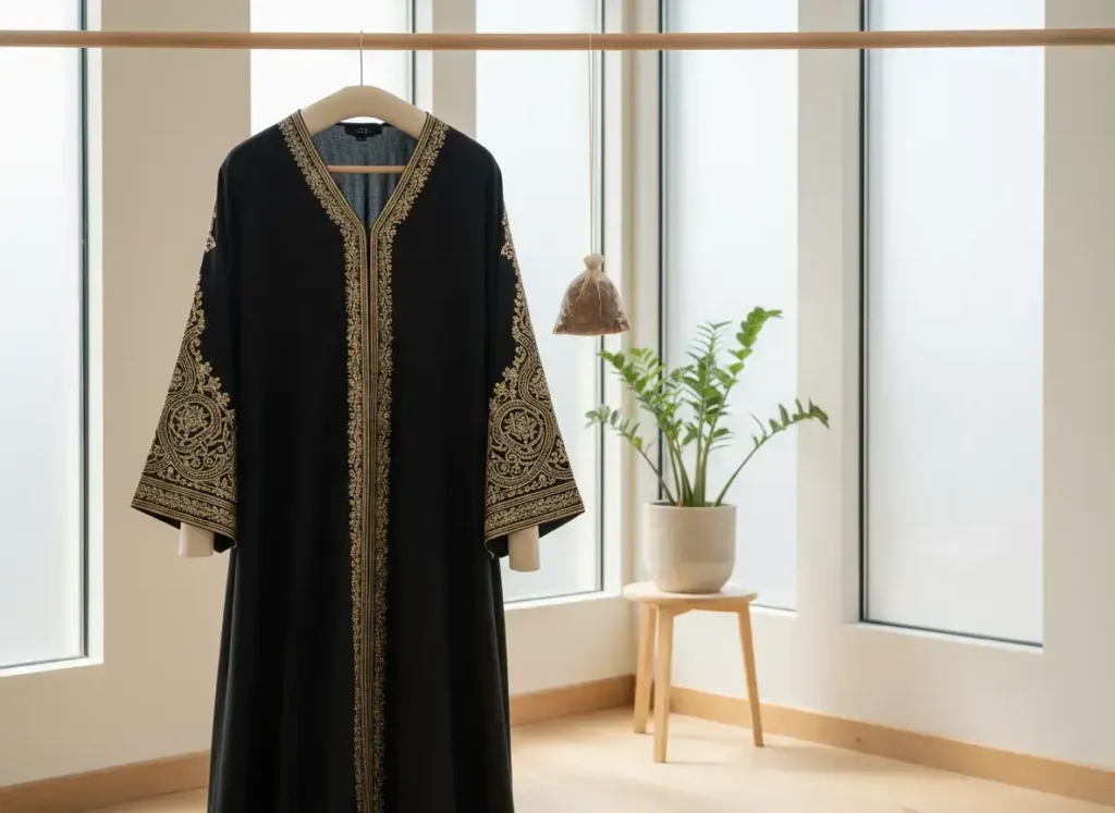 Drying Abayas on rack Drying Abayas on rack