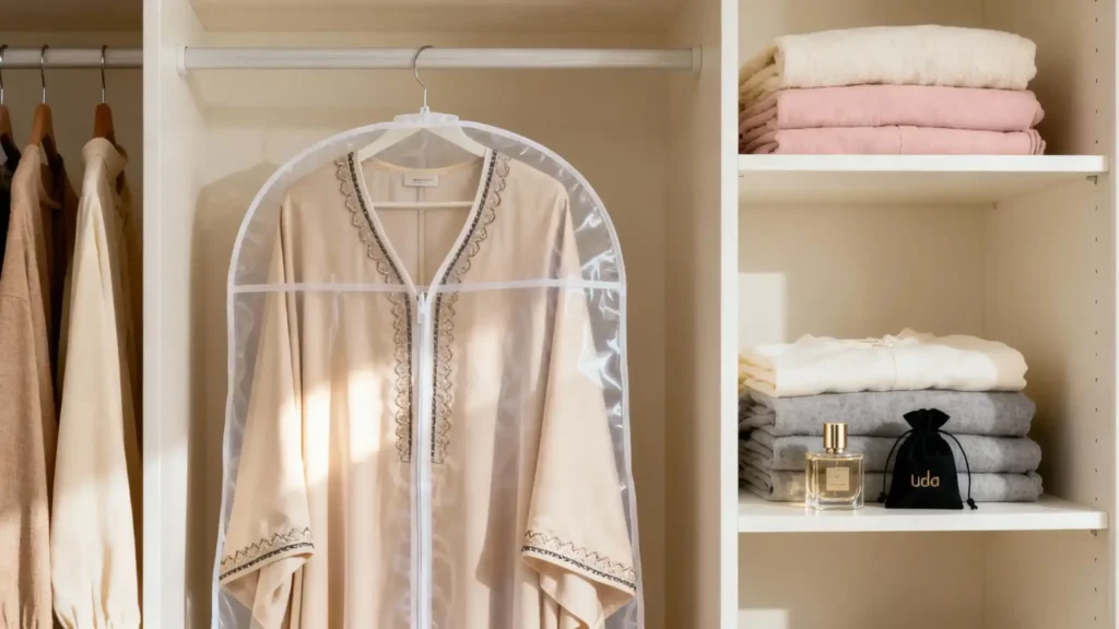 Elegant Abaya Storage in Garment Bag Elegant Abaya Storage in Garment Bag
