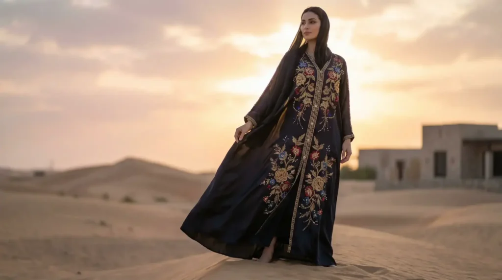 Luxurious Embroidered Abaya Editorial