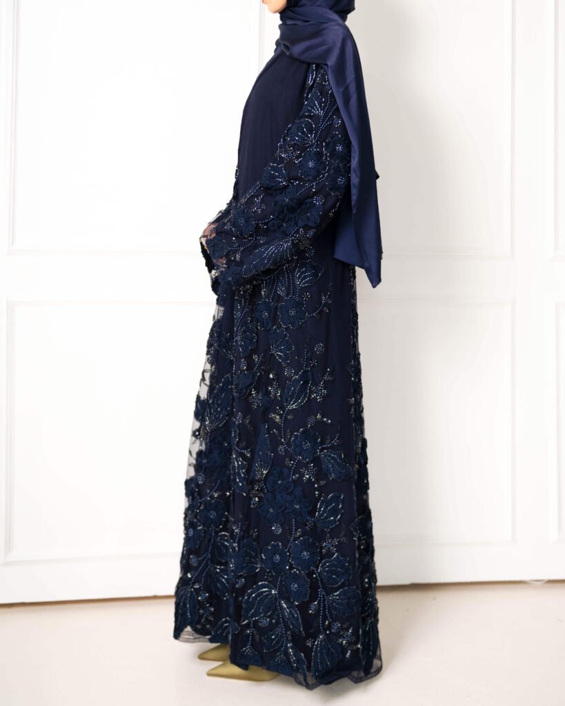 Midnight blue (blue on blue) occasional abaya set 6 – Tanjila – Midnight Blue – Abayas Boutique
