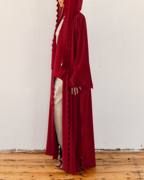 Lace Abaya Set - Ruby