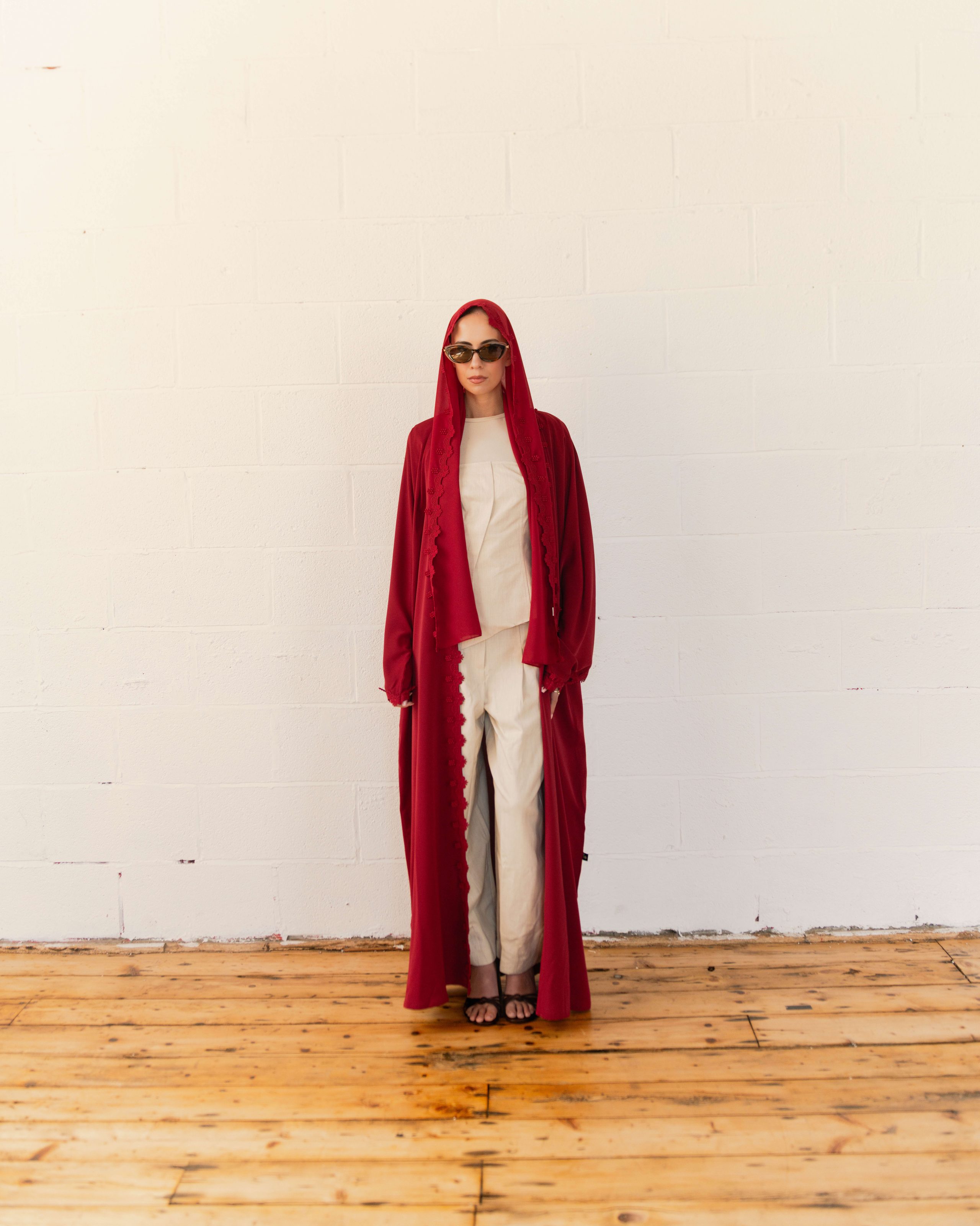 Lace Abaya Set - Ruby