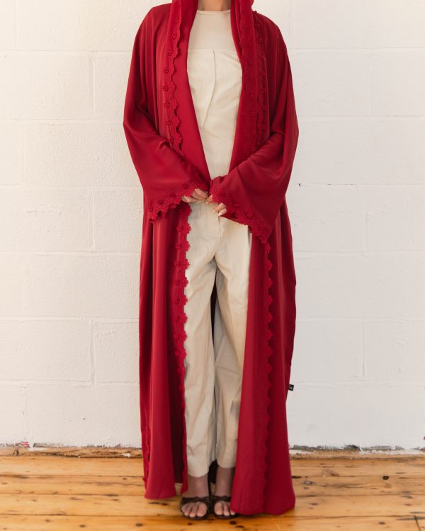Lace Abaya Set - Ruby